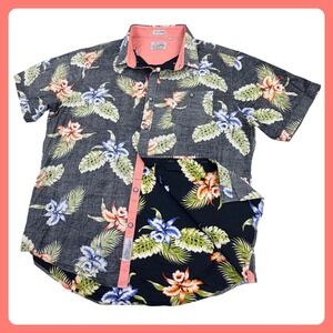 7 Diamonds Vintage Reverse Fabric Hawaiian Shirt Men XL Floral Short Sleeve
